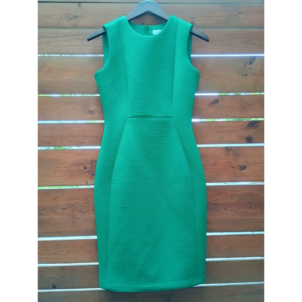 Calvin Klein Kelly Green Scuba Dress Sz 4 Sleeveless Business Formal Holiday
